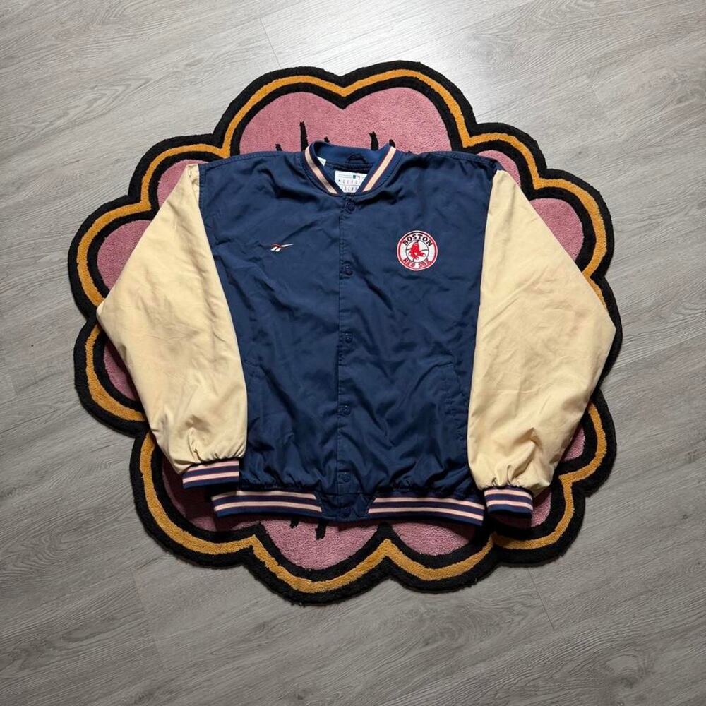 Vintage Y2K Reebok Boston Red Sox Embroidered Logo MLB Bomber Jacket Large